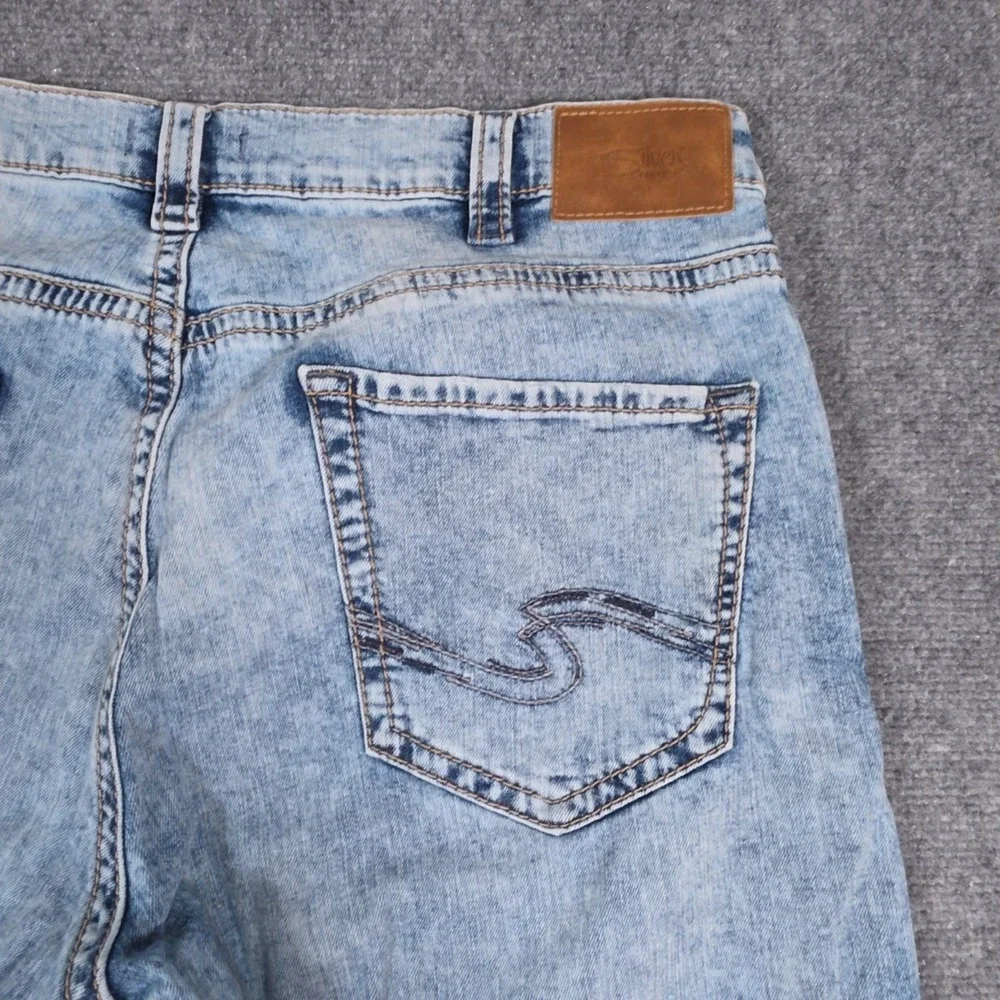 Silver Jeans Co Grayson Jeans Mens 36x30 Light Blue Acid Wash Straight